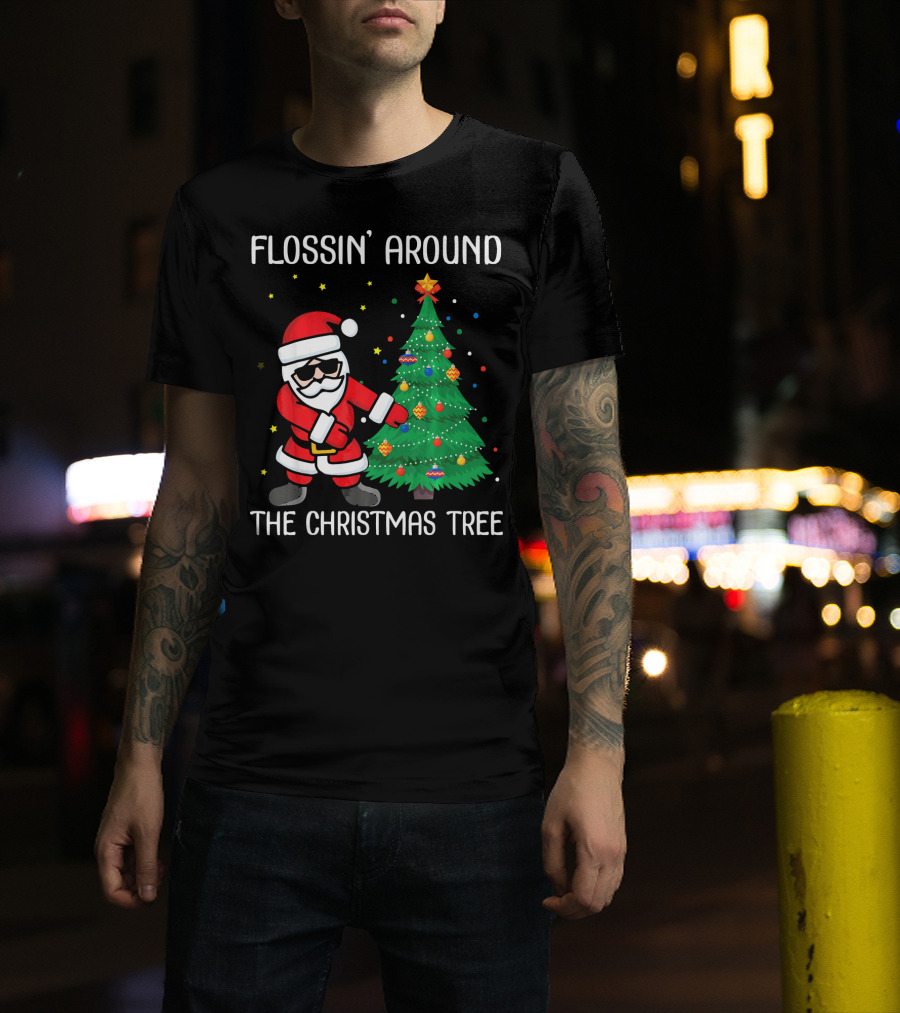 Flossin' Around The Christmas Tree With Santa Claus T-Shirt
