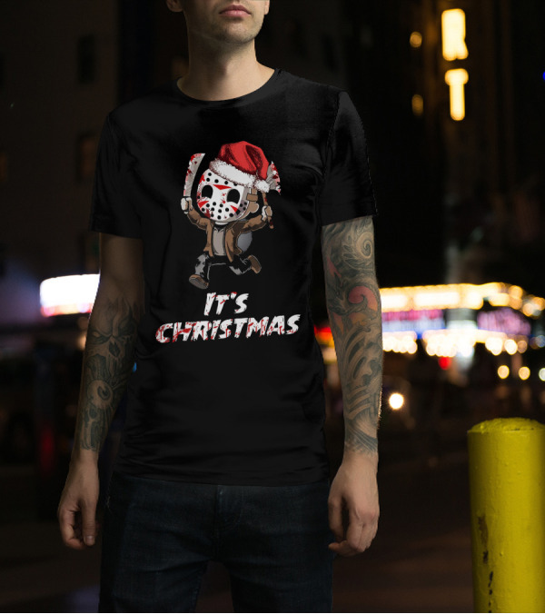 It's Christmas Funny Friday 13th Jason Santa Hat T-Shirt
