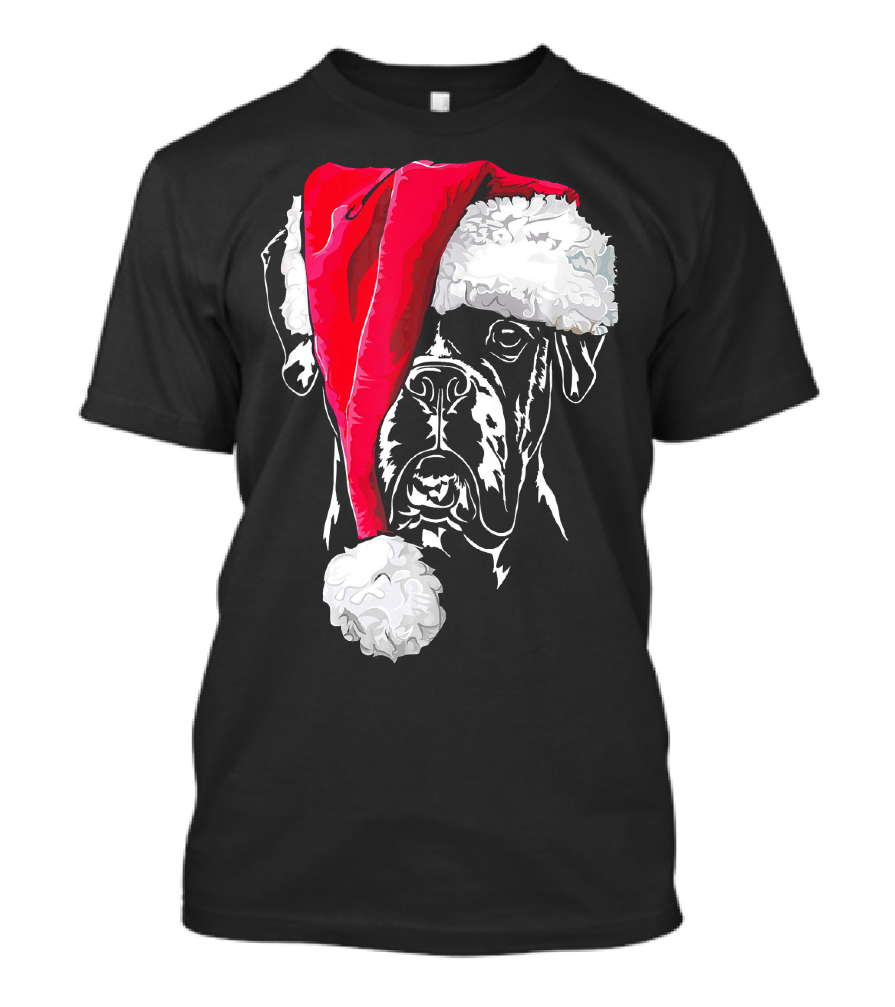 Funny Boxer Dog With Santa Hat Christmas T-Shirt