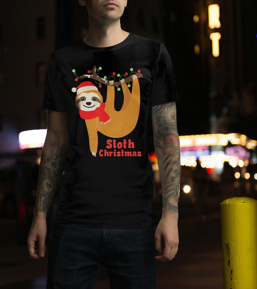 Sloth Christmas Funny Hanging Holiday Sloth T-Shirt