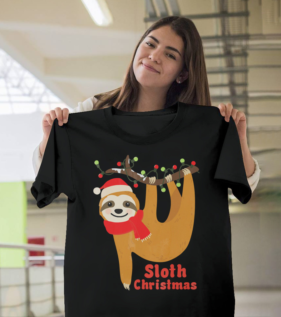 Sloth Christmas Funny Hanging Holiday Sloth T-Shirt