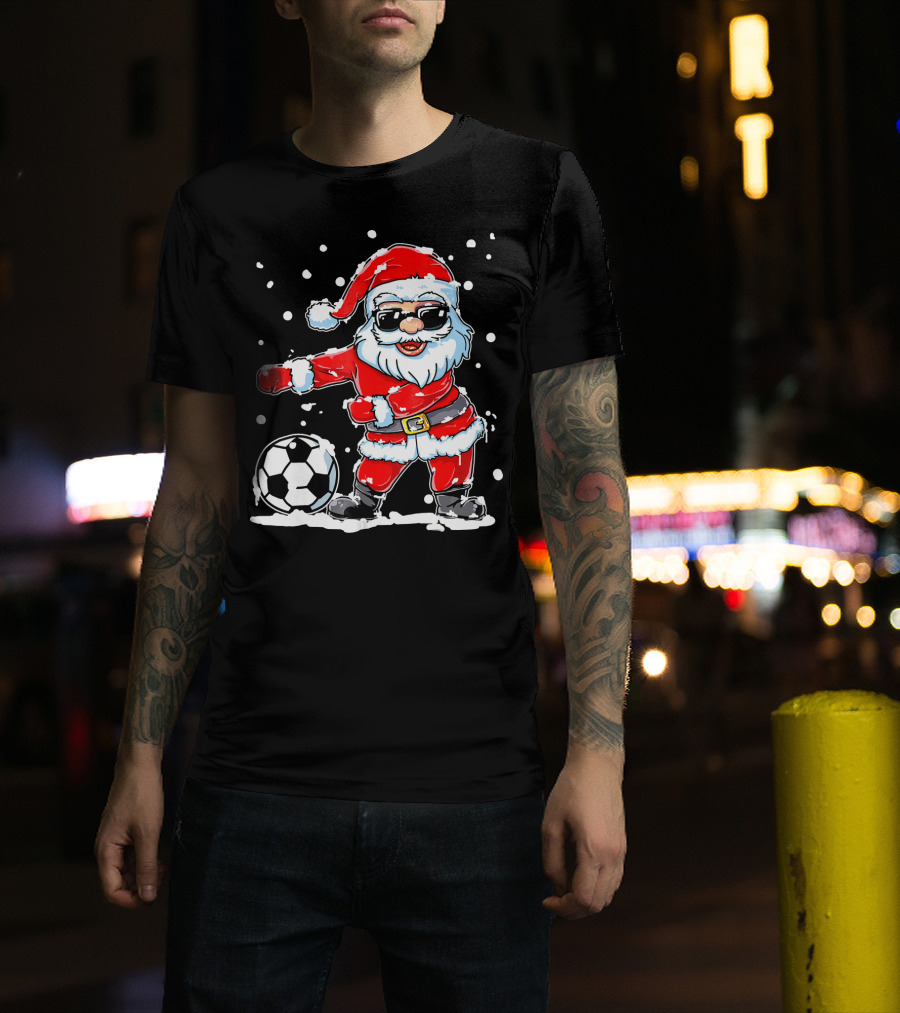 Christmas Flossing Santa Soccer T-Shirt