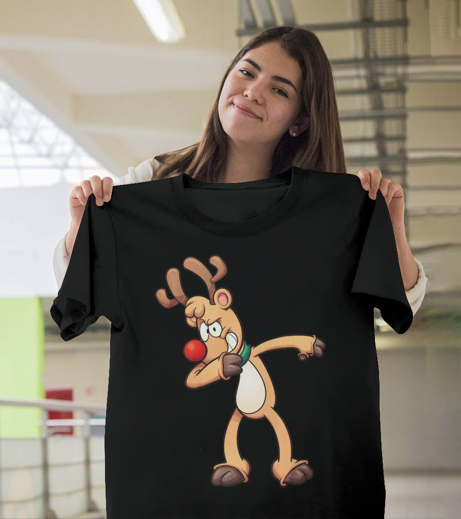 Rudolph Dabbing Reindeer Christmas Dance Antlers T-Shirt