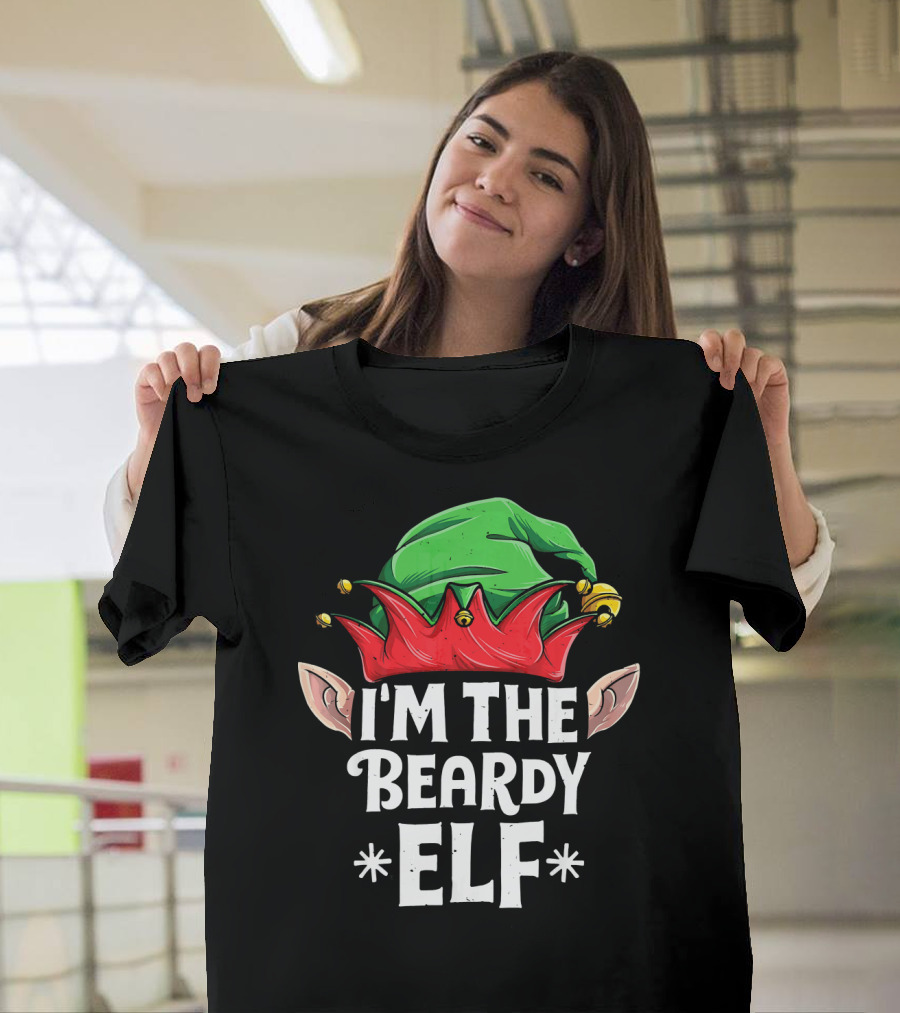 I'm The Beardy Elf Holiday Humor with Santa's Little Helper Hat T-Shirt