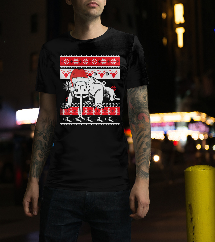 Ugly Christmas Komodo Dragon Reptile Santa Holiday T-Shirt