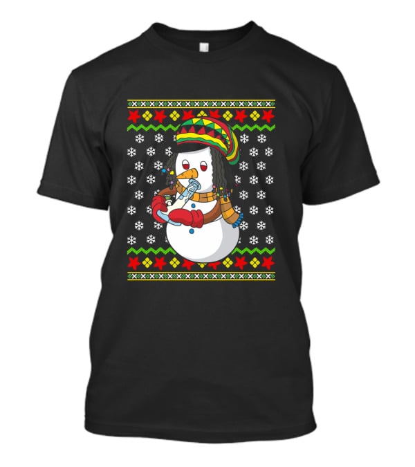 Marijuana Snowman Cannabis Ugly Sweater Rasta T-Shirt