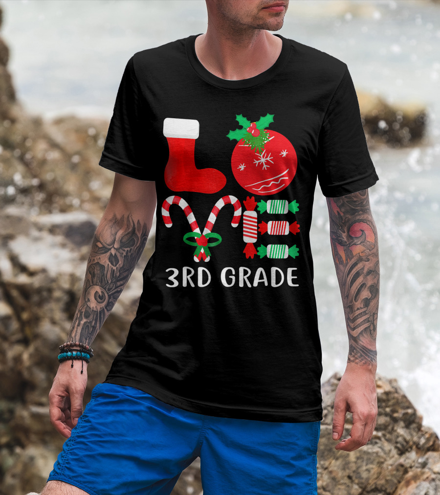 Candy Cane Christmas 3rd Grade Holiday T-Shirt