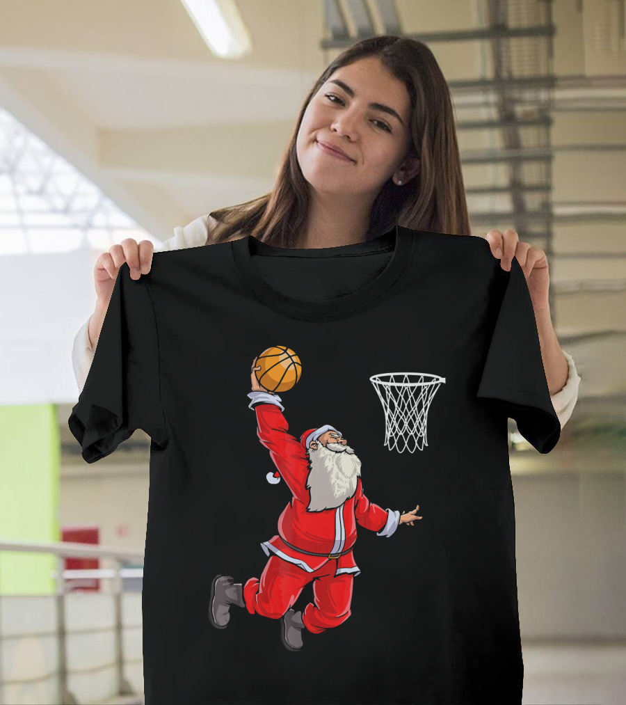 Santa Slam Dunk with Basketball T-Shirt