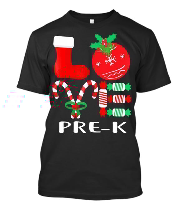 Candy Cane Christmas Stocking Ornament Pre-K T-Shirt