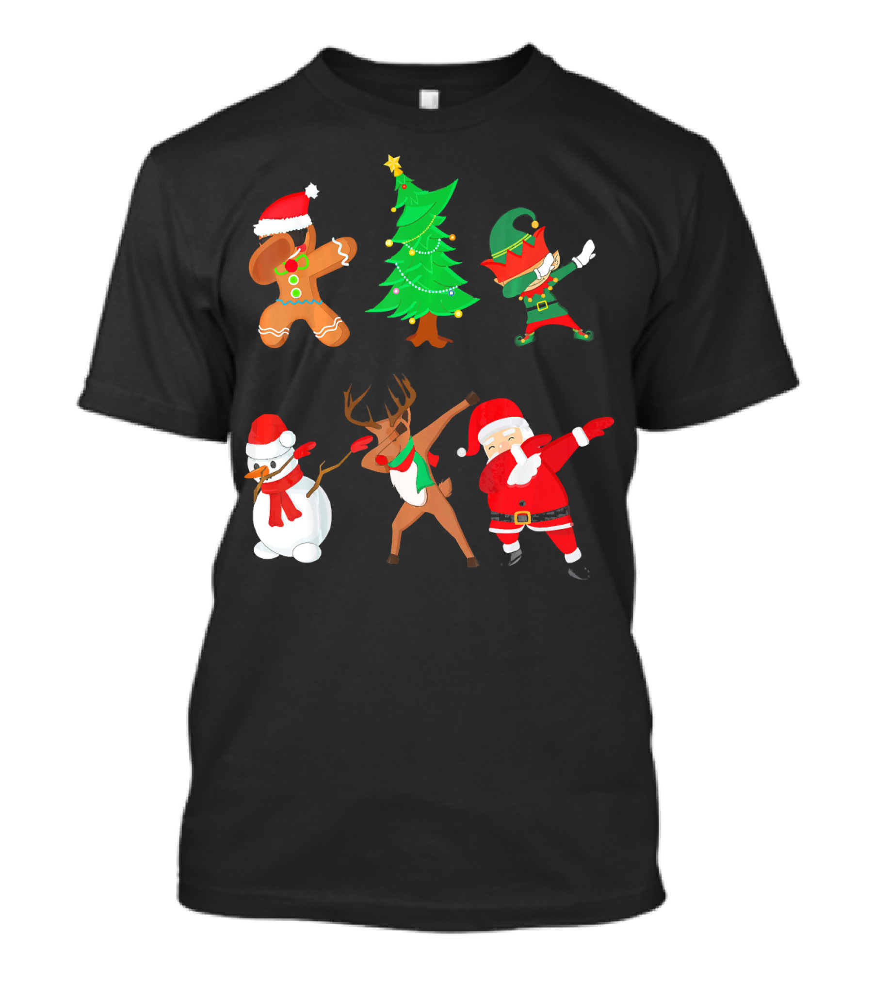 Funny Dabbing Christmas Santa Elf Gingerbread Snowman Reindeer Tree T-Shirt