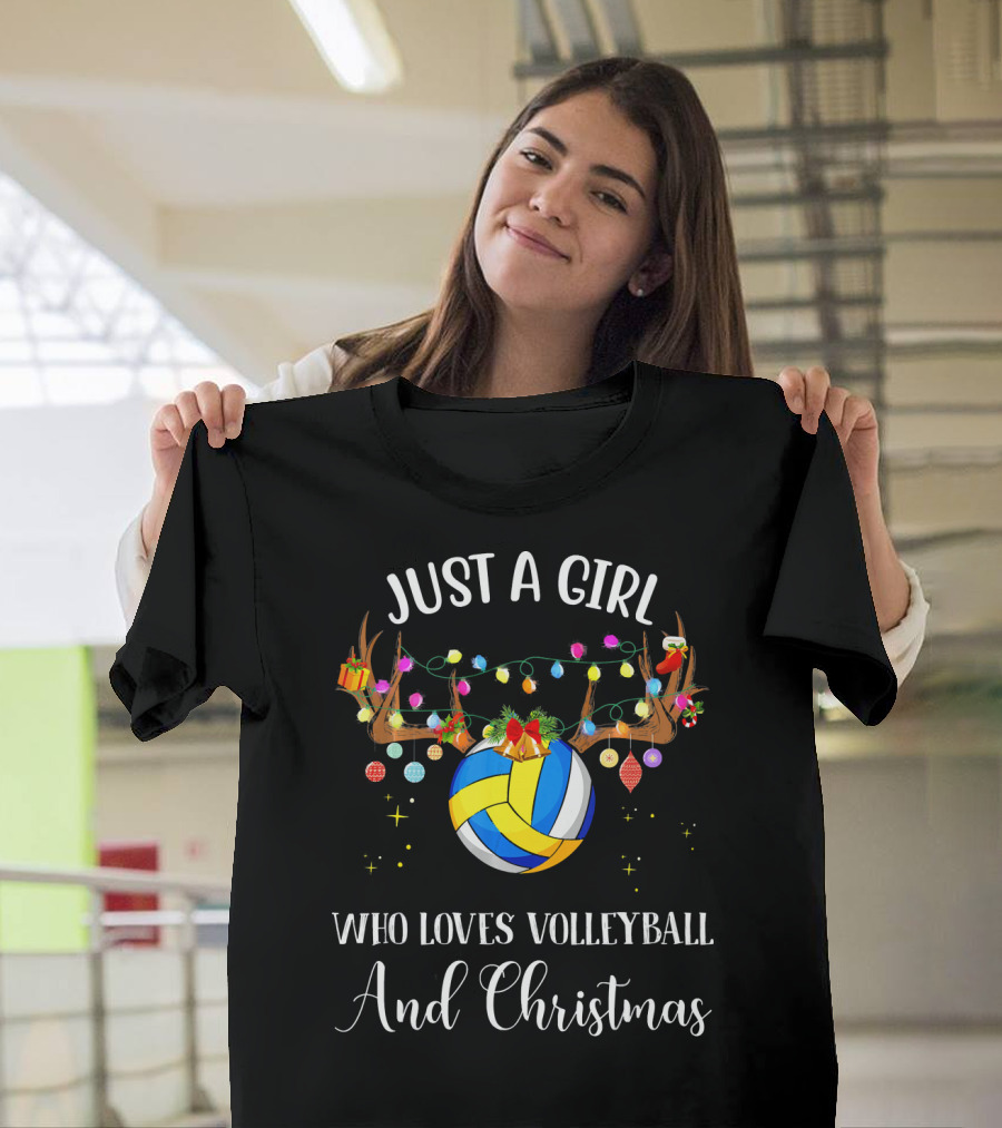 Just A Girl Who Loves Volleyball And Christmas T-Shirt