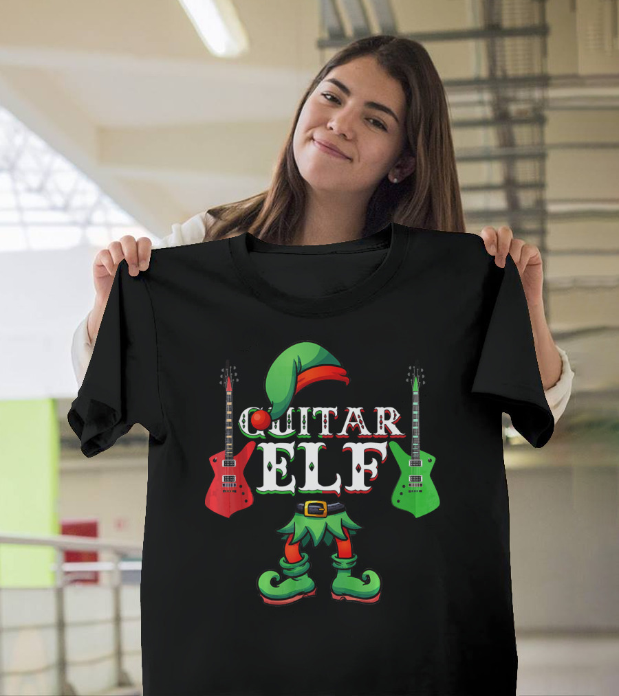 Guitar Elf Electric Guitar Christmas Team T-Shirt