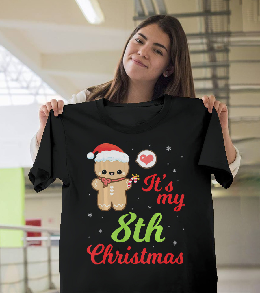 Gingerbread Noel Costume Heart Snow It's My 8th Christmas T-Shirt