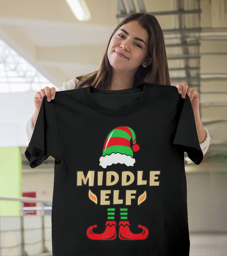 Middle Child Elf Christmas Costume Hat and Shoes T-Shirt
