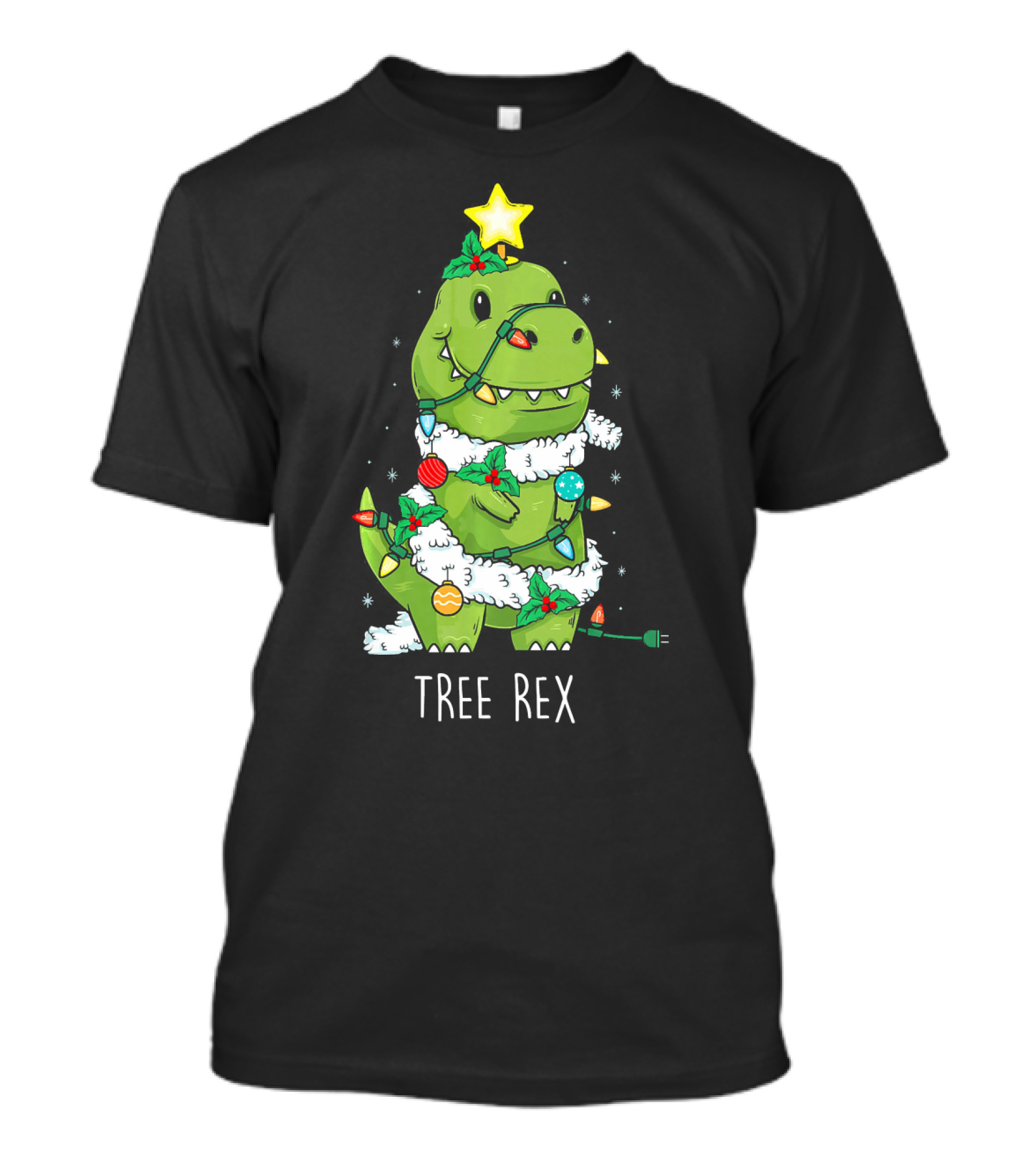 Tree Rex Christmas Lights Dinosaur Star Ornaments T-Shirt