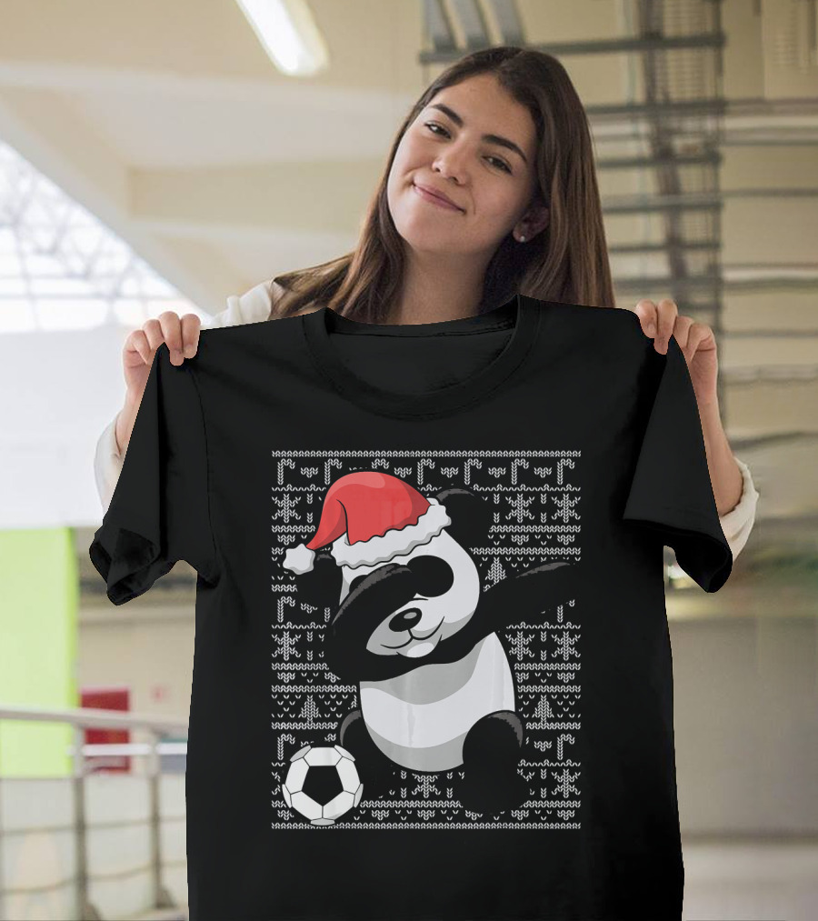 Christmas Dabbing Santa Panda Bear Soccer T-Shirt
