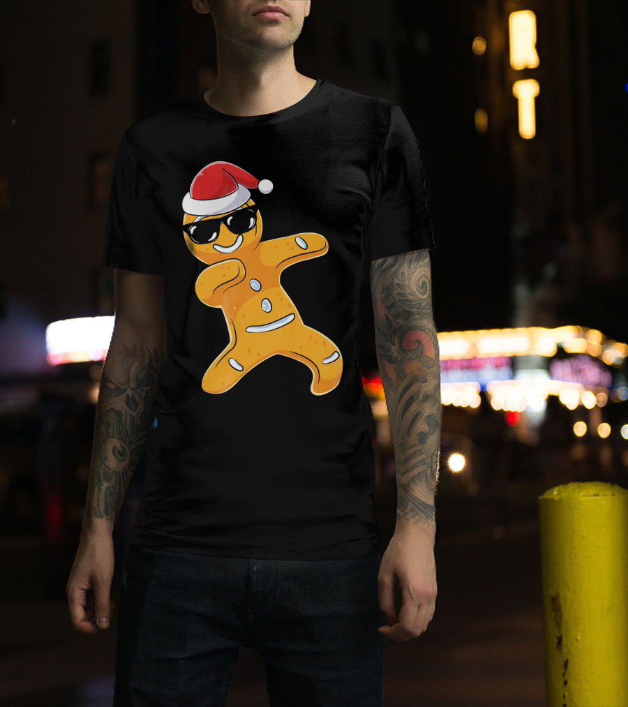 Christmas Dabbing Gingerbread Santa With Sunglasses T-Shirt