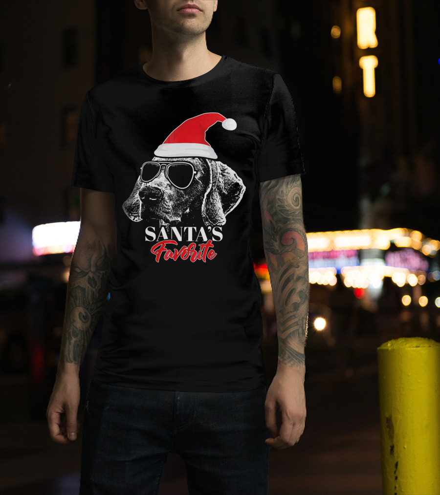 Santa's Favorite Weimaraner With Sunglasses T-Shirt