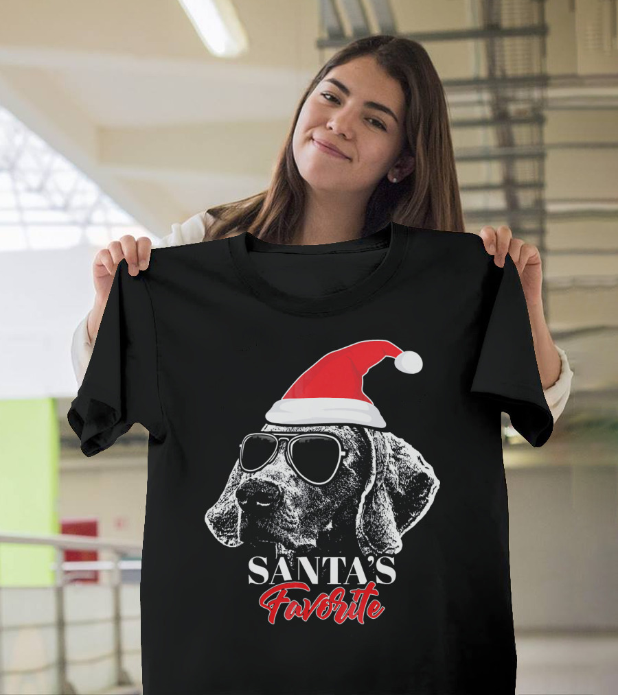 Santa's Favorite Weimaraner with Sunglasses T-Shirt