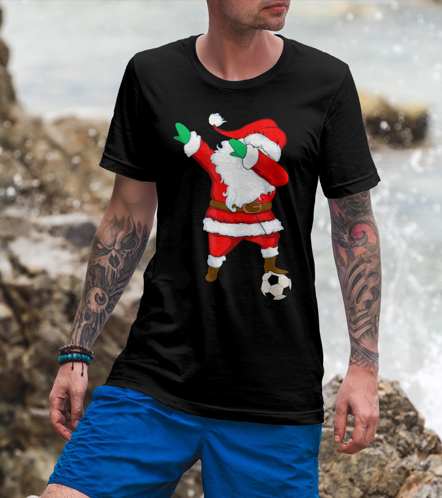 Santa Claus Dabbing With Soccer Ball T-Shirt