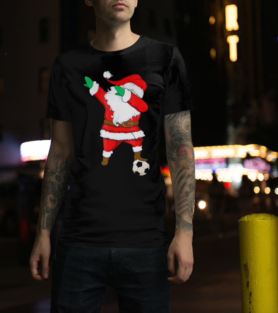 Santa Claus Dabbing With Soccer Ball T-Shirt