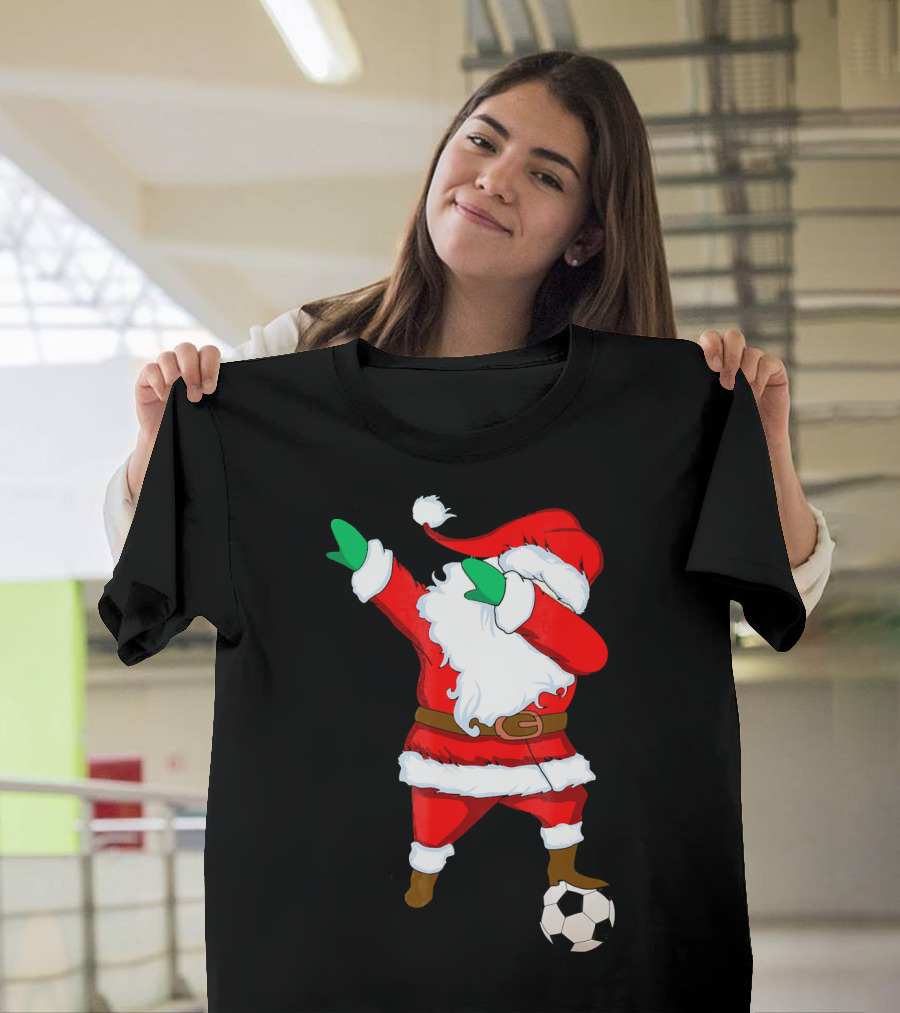 Santa Claus Dabbing with Soccer Ball T-Shirt