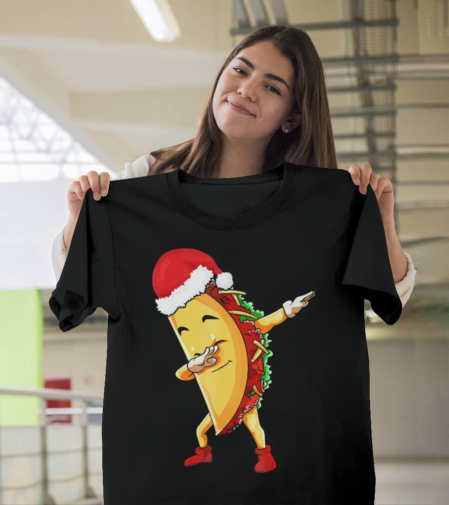 Dabbing Taco Santa Christmas Pajama Holiday Dance T-Shirt