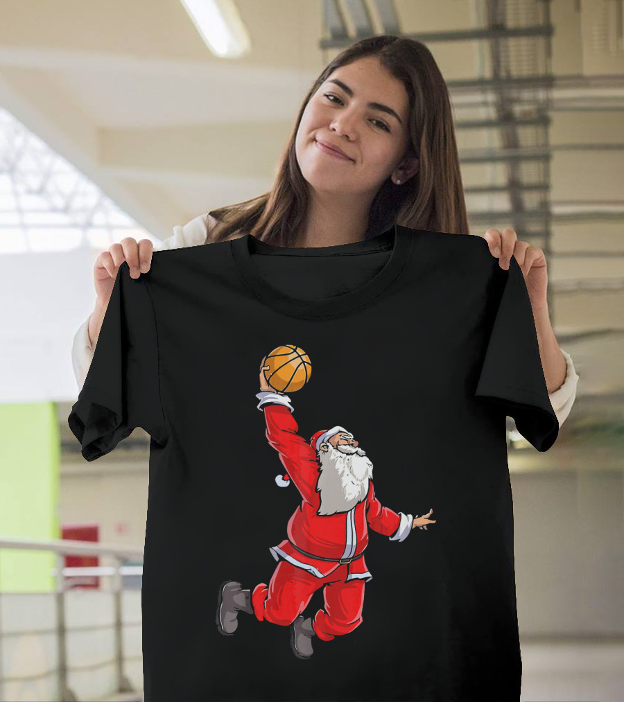 Christmas Dunking Santa Basketball Slam T-Shirt