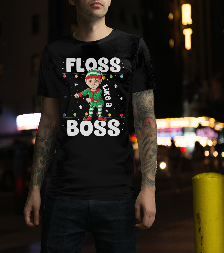 Floss Like A Boss Elf Dance Christmas Lights T-Shirt