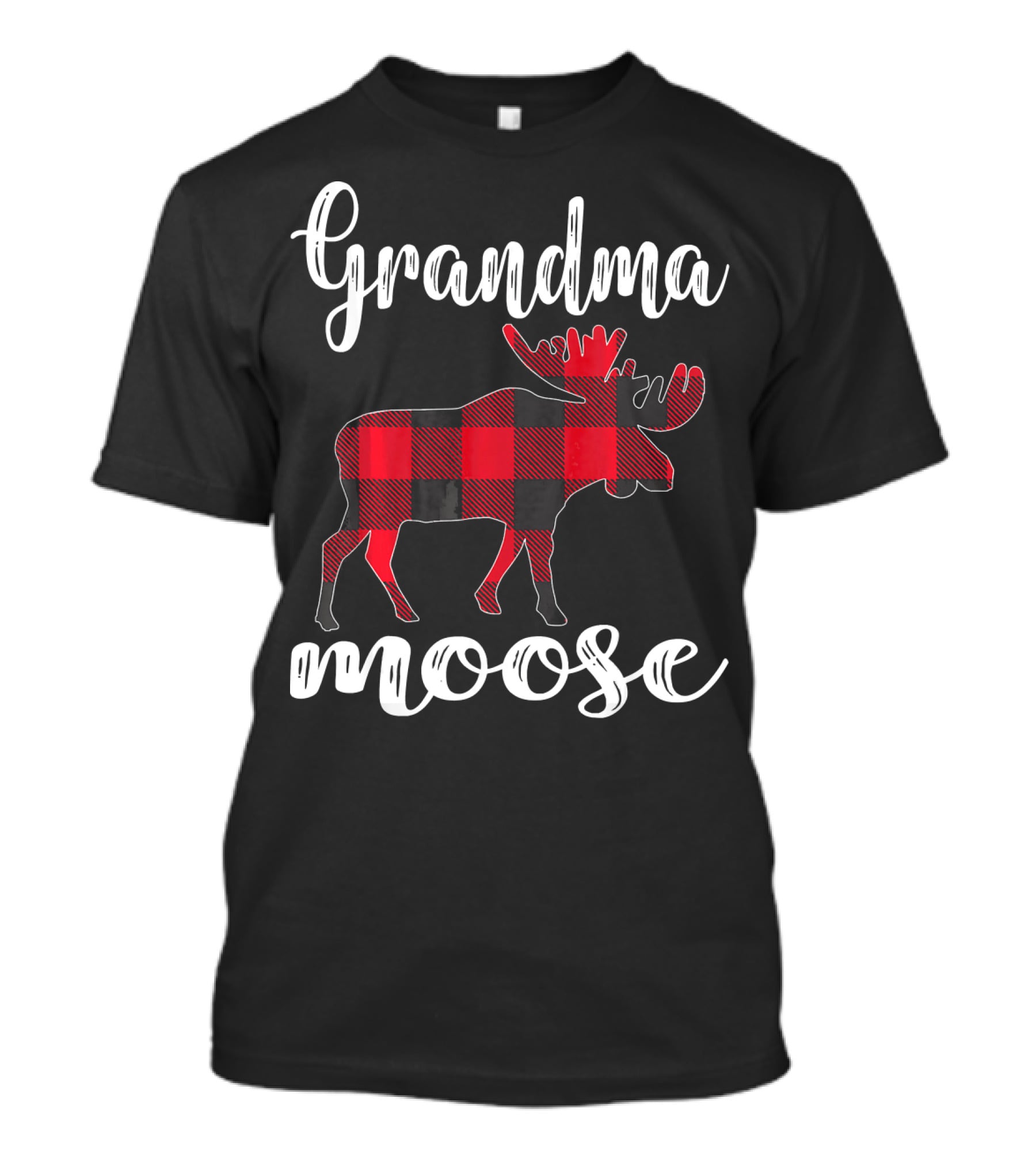 Grandma Moose Red Plaid Buffalo Check T-Shirt