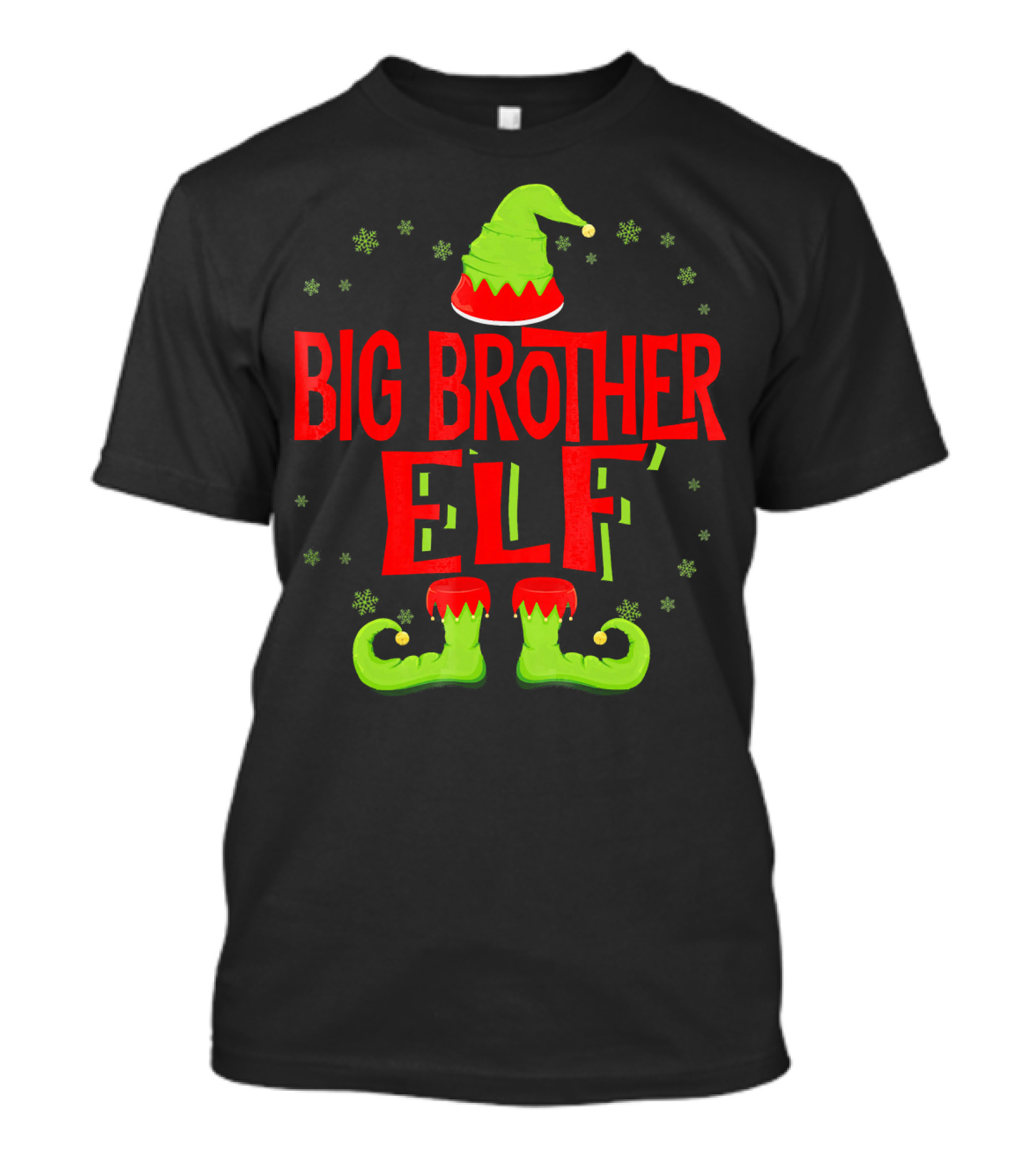 Big Brother Elf Christmas Outfit With Green Hat And Shoes T-Shirt