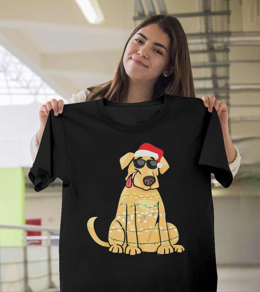 Labrador Santa Claus Christmas Lights Sunglasses T-Shirt