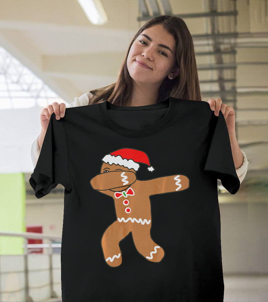 Dabbing Gingerbread Man In Santa Hat T-Shirt