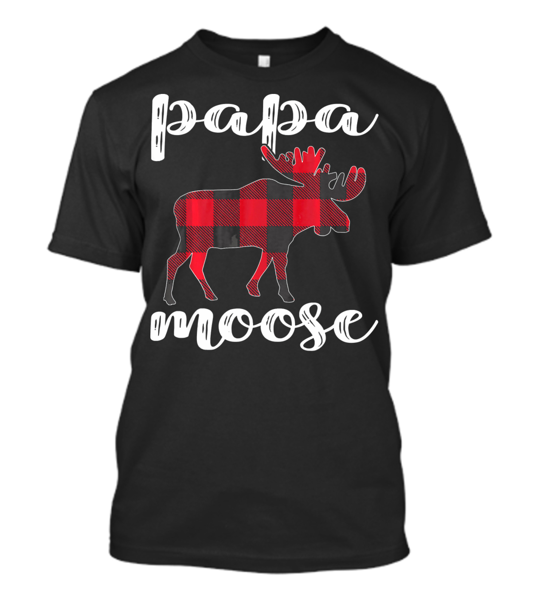 Papa Moose Matching Family Christmas Clo Buffalo Plaid Moose T-Shirt