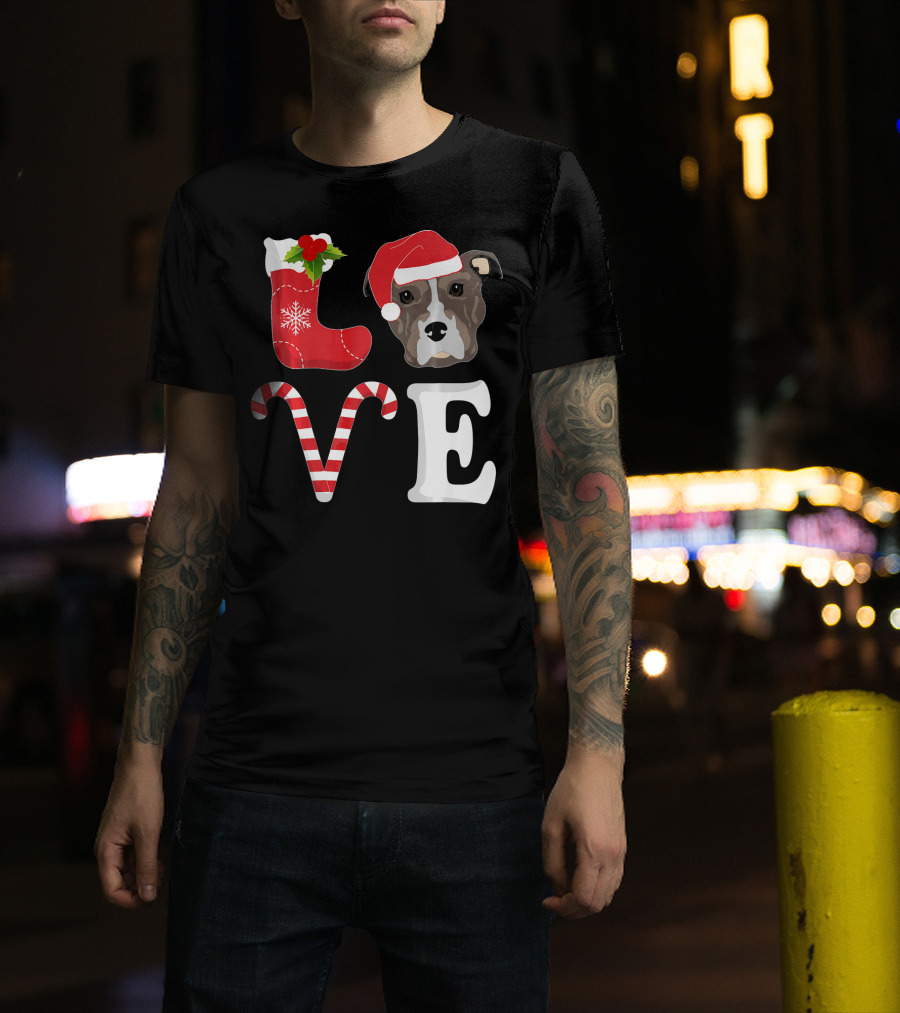 Love Christmas Pitbull Santa Pit Bull T-Shirt