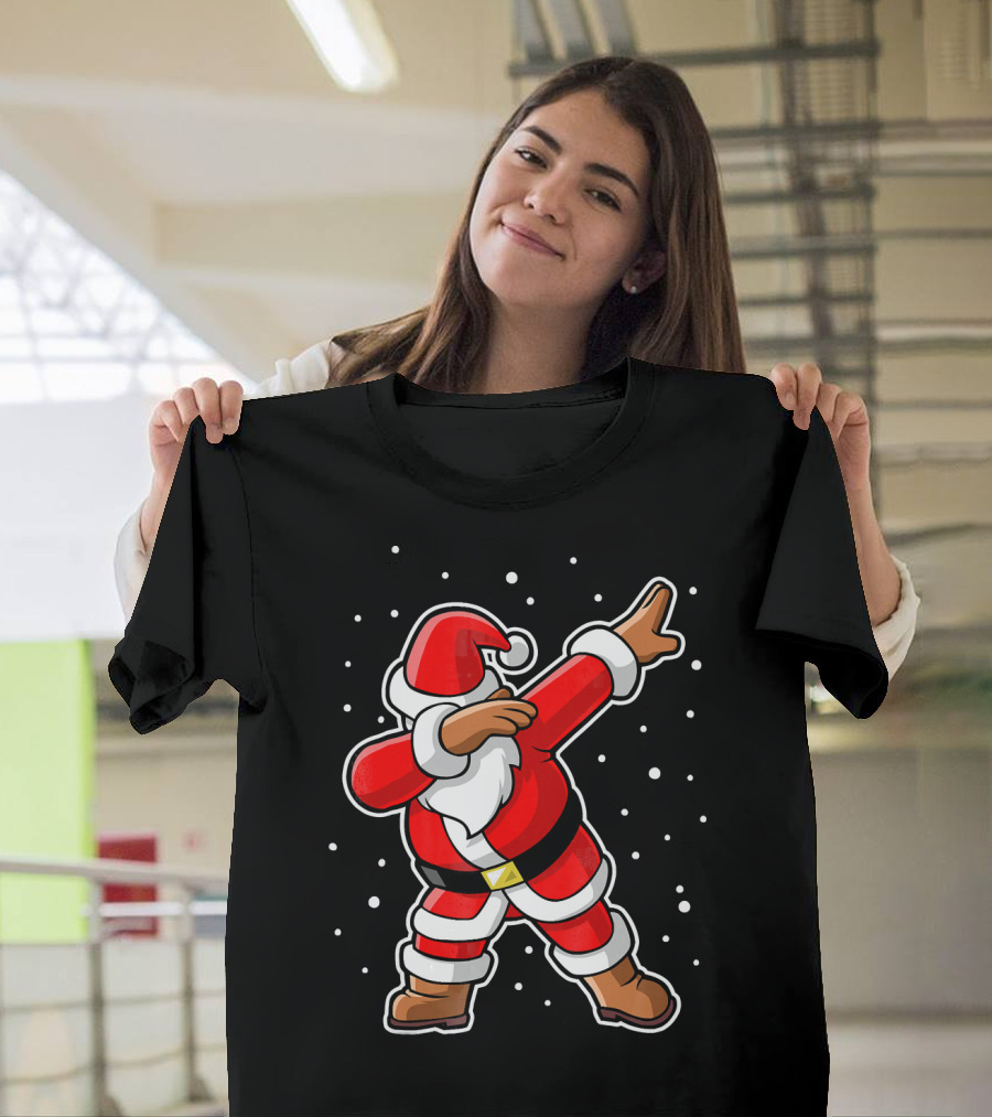 Dabbing Santa Claus Snowing Iconic Christmas Pose T-Shirt
