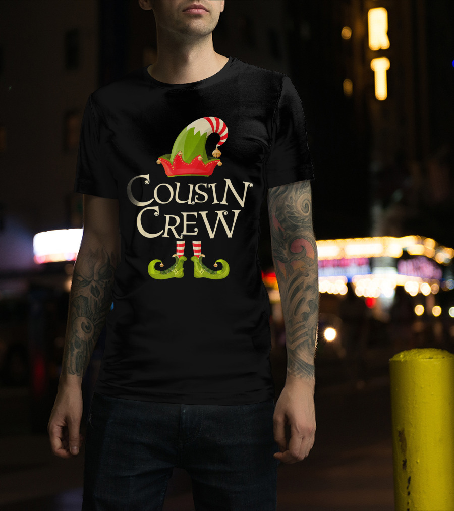 Cousin Crew Elf Matching Family Christmas Hat And Shoes T-Shirt