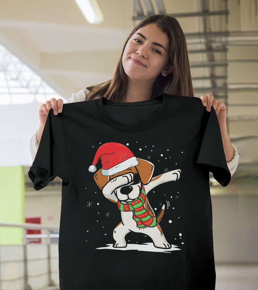 Dabbing Beagle Santa Christmas Dog Dance T-Shirt