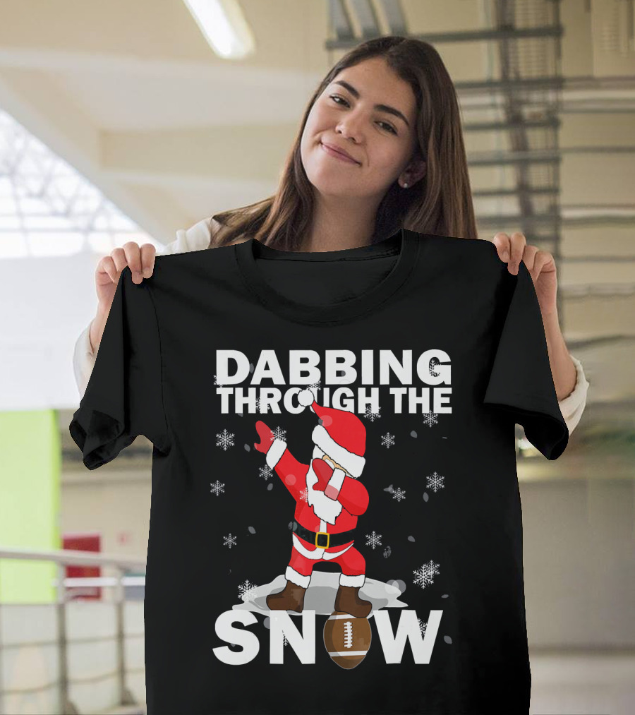 Dabbing Through The Snow Football Santa Dabbing T-Shirt