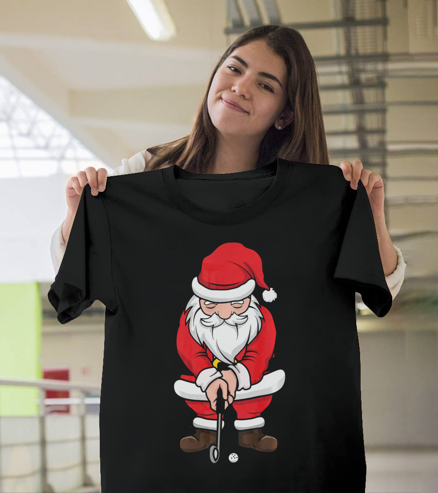 Christmas Santa Claus Golfing Swing T-Shirt