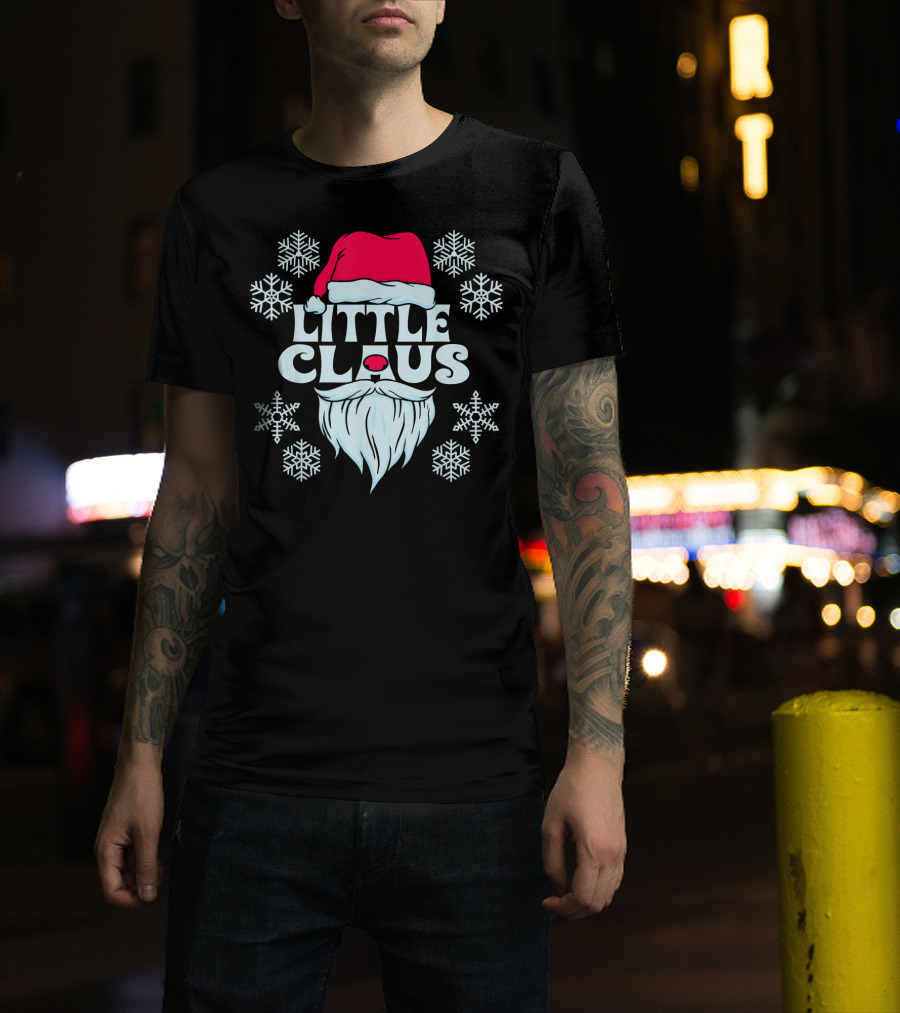 Little Claus Santa Snowflakes Hat Beard T-Shirt