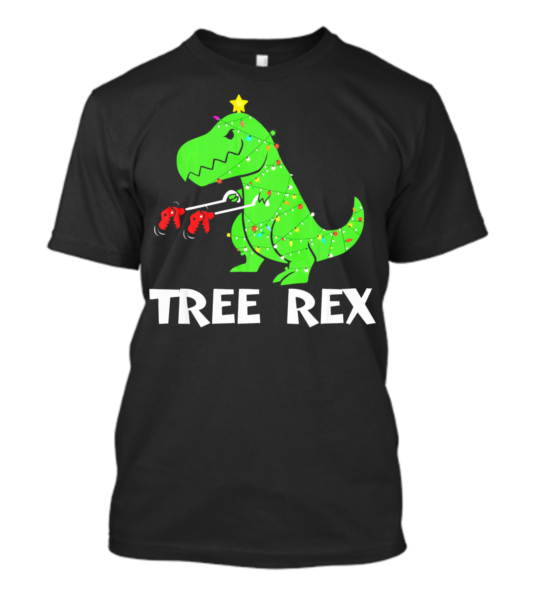 Tree Rex Funny Christmas Dinos Wrapped In Lights T-Shirt