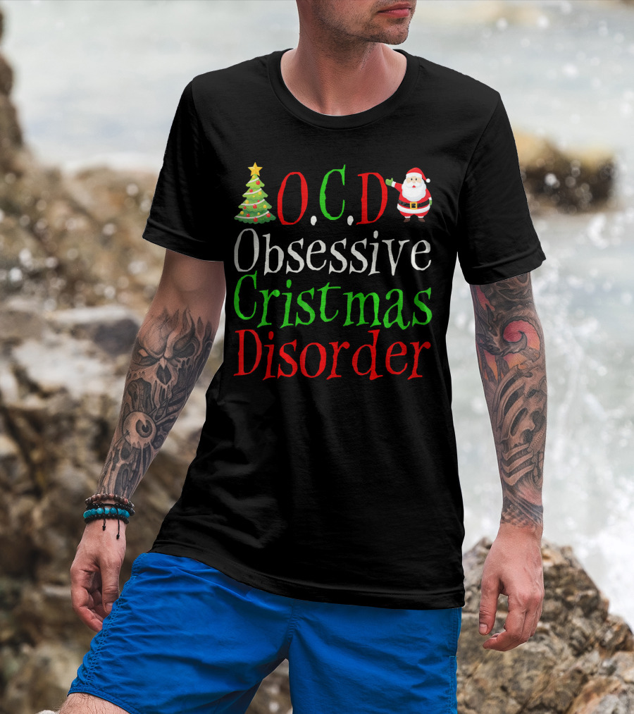 OCD Obsessive Christmas Disorder Santa Tree T-Shirt