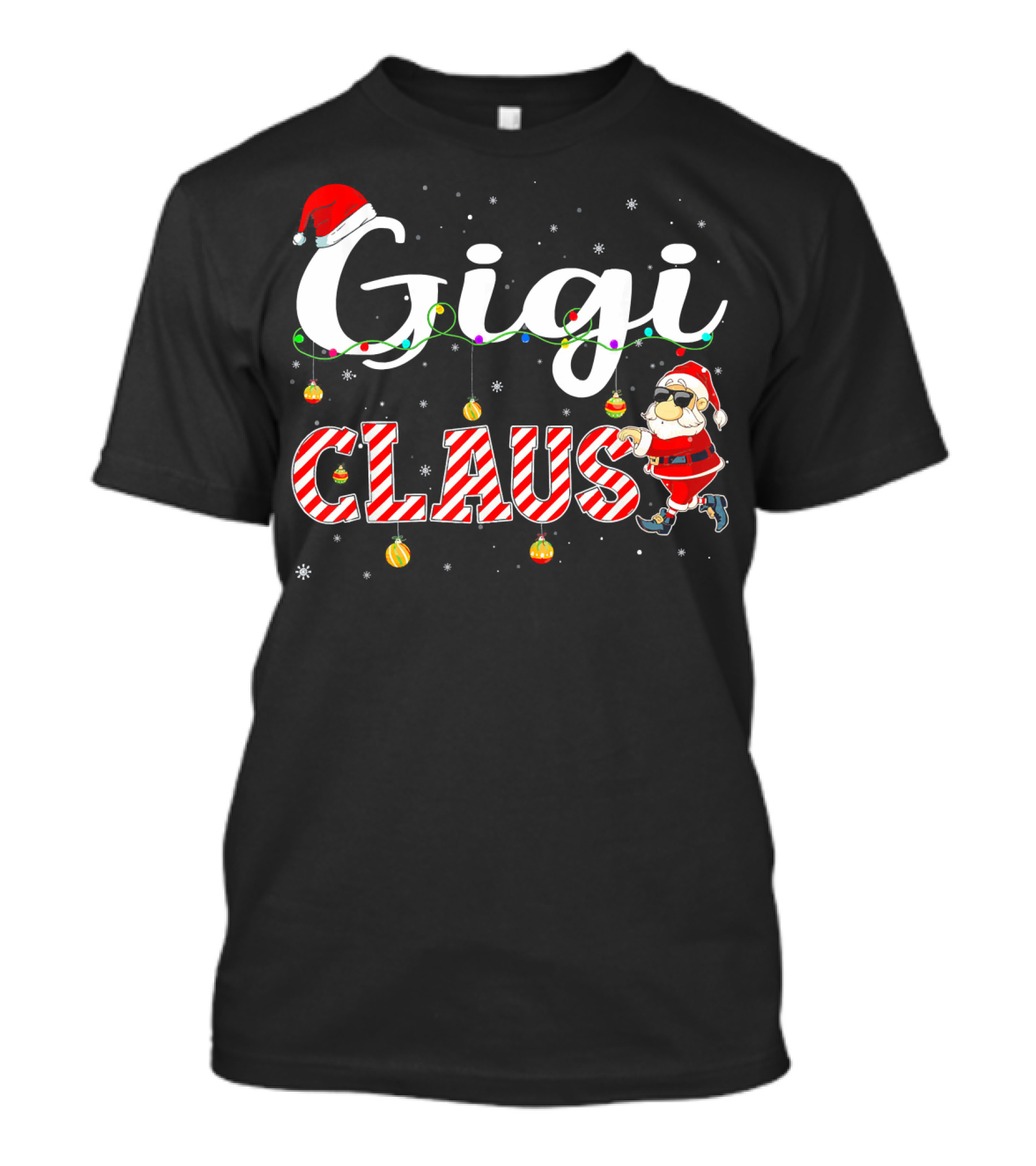 Gigi Claus Santa Hat Christmas Ornaments Snowflakes T-Shirt