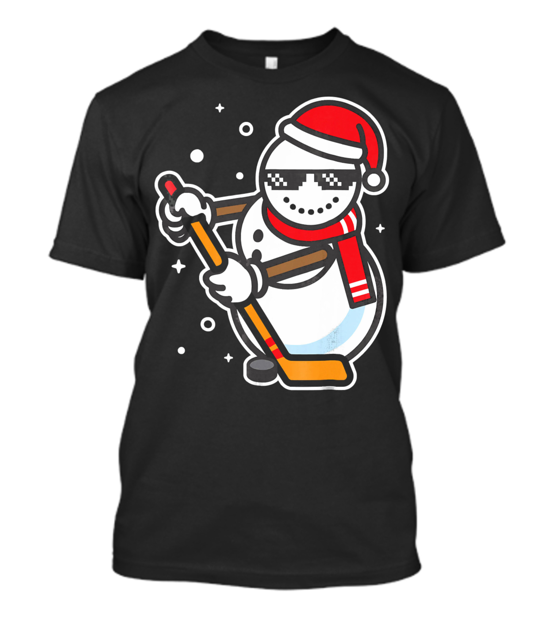 Ice Hockey Player Snowman Funny Boy Cool Nerd Santa T-Shirt