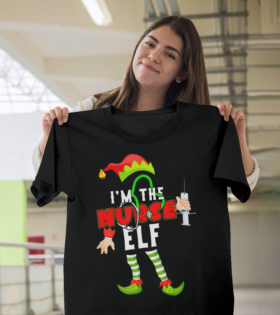 I'm The Nurse Elf RN Syringe Stethoscope Christmas Costume T-Shirt