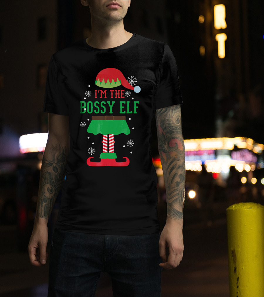 I'm The Bossy Elf Christmas Snowflake T-Shirt