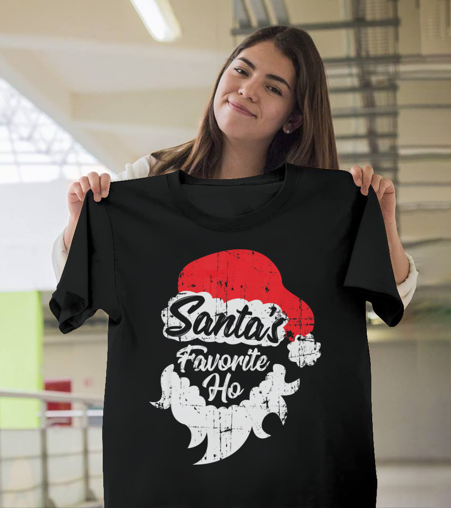 Santa's Favorite Ho Christmas Beard and Hat T-Shirt