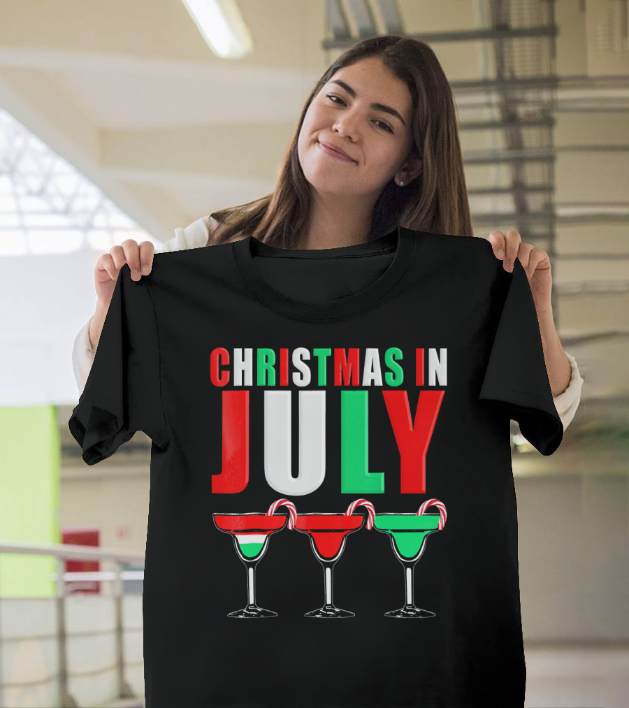 Christmas In July Candy Cane Cocktail Mixed Drinks T-Shirt