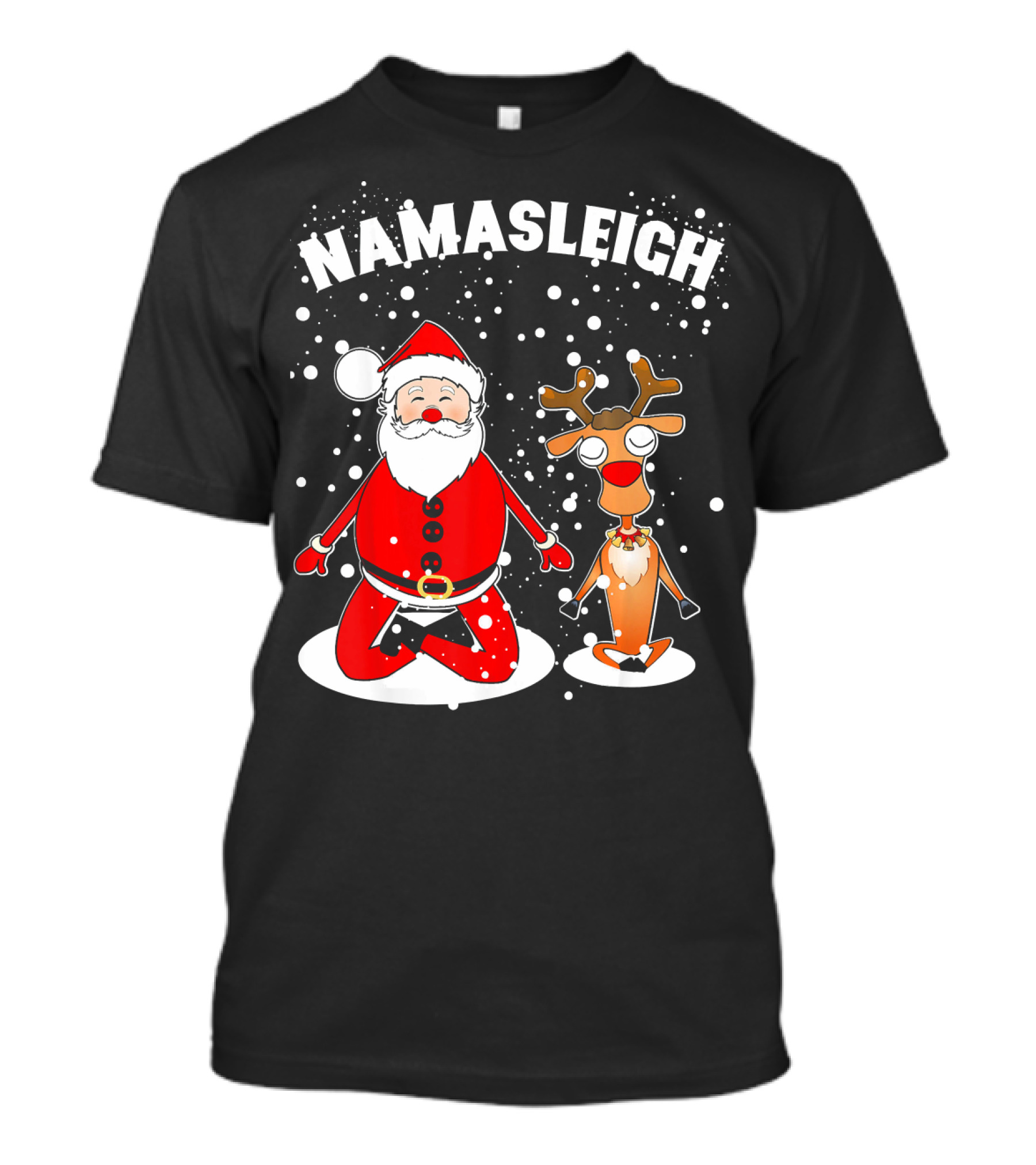 NamaSleigh Funny Christmas Yoga Santa And Reindeer Meditation T-Shirt